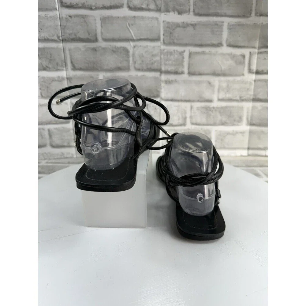 Guess Women's Size 8.5 Black Leather Gladiator Leg/Ankle Strap Sandals